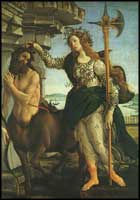 Sandro Botticelli, Pallas and the Centaur, undated, tempera on canvas, Galleria degli Uffizi, Florence