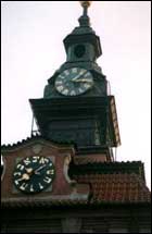 The clock tower on the Jewish Town Hall building (the mid 16th Century)